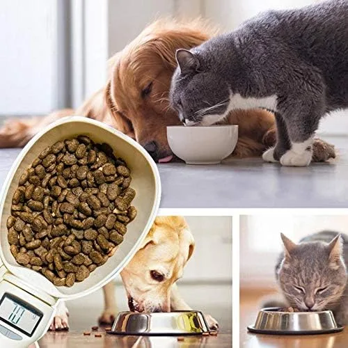 Vista 4 de Báscula de comida para perros Tazón de comida para gatos Báscula de cocina Cuenco Cuchara Taza de medición Pantalla LED portátil