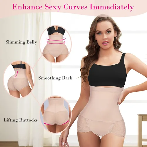 Vista 4 de Nebility Bragas moldeadoras de cintura sin costuras para mujer con control de abdomen y cintura alta