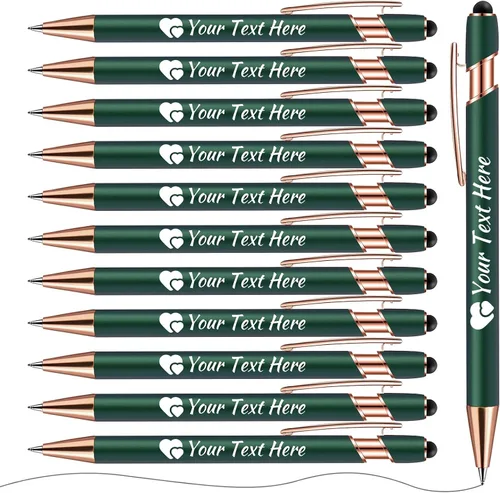 Vista 8 de Bolígrafos personalizados con lápiz capacitivo, bolígrafos con nombre impresos personalizados con tinta negra, impresos con tu logotipo o mensaje