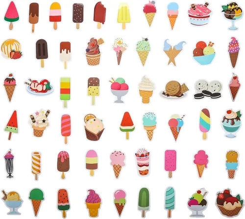 Vista 2 de Paquete de 100 calcomanías de helado, recuerdos de fiesta de helado, regalos de decoración de cumpleaños
