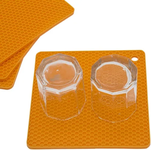 Vista 3 de Juego de 2 salvamanteles de silicona de 9 x 12 pulgadas, multiuso, antideslizantes, flexibles, duraderos, resistentes al calor, color rojo, verde