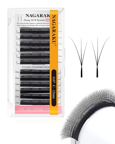 Vista 317 de NAGARAKU Extensiones de pestañas prefabricadas en abanico 3D W 0.05 C 0.315 0.05-C 3D W