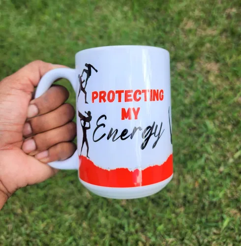 Vista 4 de Protecting Energy Mug, Office Mug, Zine Mug, Funny Mug, Humor Mug, houmous Mug, Funny Drinkware, Gag gift