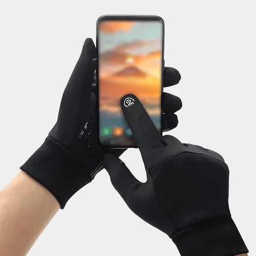 Vista 3 de Guantes térmicos de invierno con agarre antideslizante y dedos táctiles para deportes al aire libre Gris