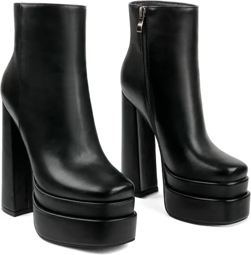Vista 8 de MERUMOTE Women's Chunky High Heels Platforms Ankle Boots Block Heels Party Winter Ankle Boots