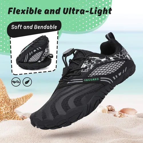 Vista 5 de SAGUARO Zapatos de agua para niños y niñas, de secado rápido, zapatos deportivos ligeros (niños pequeñosniños grandes), Negro