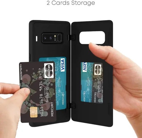 Vista 3 de GOOSPERY Funda tipo cartera para Galaxy Note 8 con tarjetero, funda protectora de doble capa para teléfono (negro)
