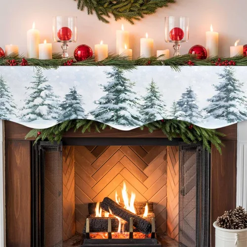 Vista 7 de Funda de bufanda de chimenea de Navidad, mantel superior, bufanda para Navidad, Halloween, Acción de Gracias, otoño, decoración de interiores