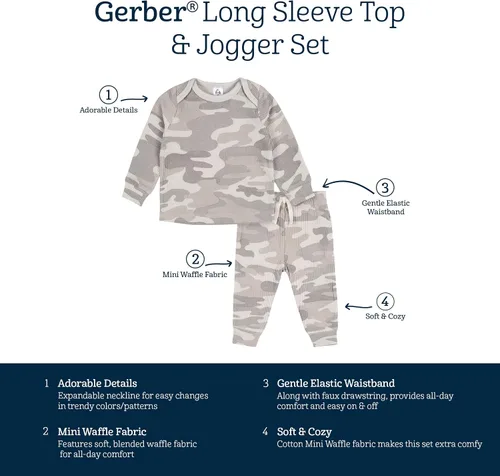 Vista 6 de Gerber Conjunto de camiseta de manga larga de 2 piezas para bebés y niños pequeños