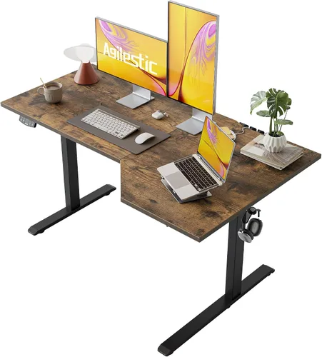 Vista 19 de Agilestic - Escritorio Eléctrico de Pie, Escritorio Ajustable en Altura de 55 Pulgadas en Forma de L, Escritorio para Sentarse y Pararse