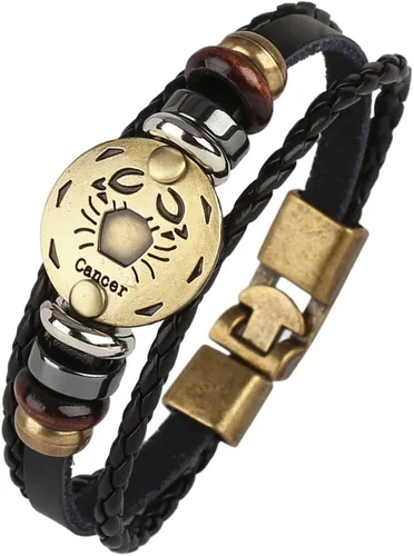 Vista 50 de Hamoery Pulsera de cuero de aleación punk para Constellation trenzada pulsera pulsera brazalete