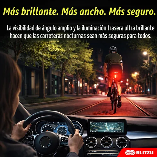 Vista 5 de BLITZU Paquete de 2 luces traseras de bicicleta recargables USB-C, accesorios brillantes para bicicleta trasera de ciclismo, accesorios