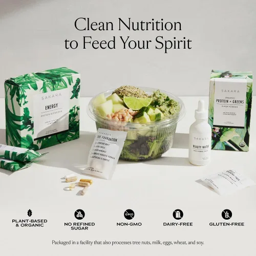 Vista 7 de SAKARA Protein + Greens Super Powder - 30 porciones, mezcla orgánica a base de plantas con cáñamo, calabaza, proteína de guisante, pasto de trigo