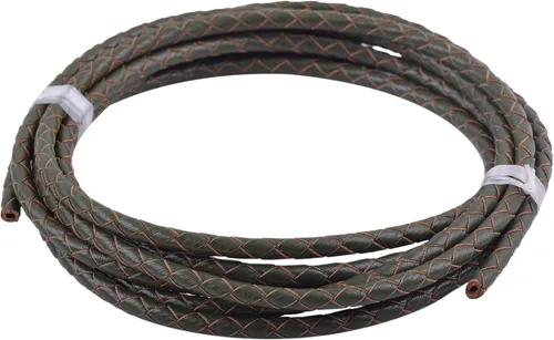 Vista 59 de 2 yardas 8.0mm Cordón redondo de cuero trenzado auténtico marrón antiguo para corbata de bolo