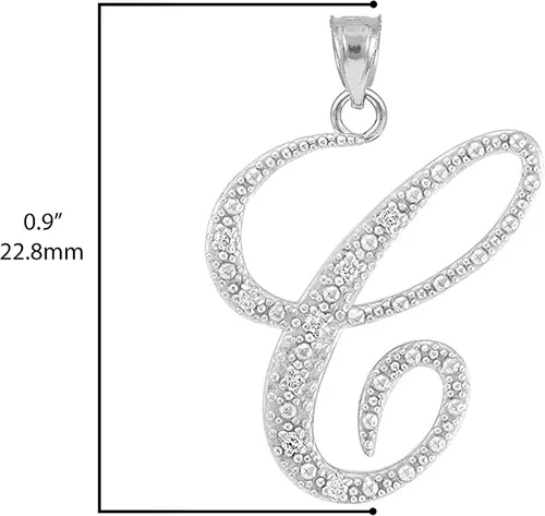Vista 4 de Collar con colgante de letra inicial de plata de ley 925, 18.0in