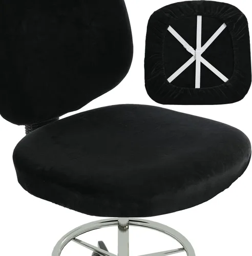 Vista 10 de BUYUE Funda para Silla de Oficina de Trabajo, Terciopelo Súper Suave Elástico Lavable para Silla de Escritorio de Computadora sin Brazos Funda Negro
