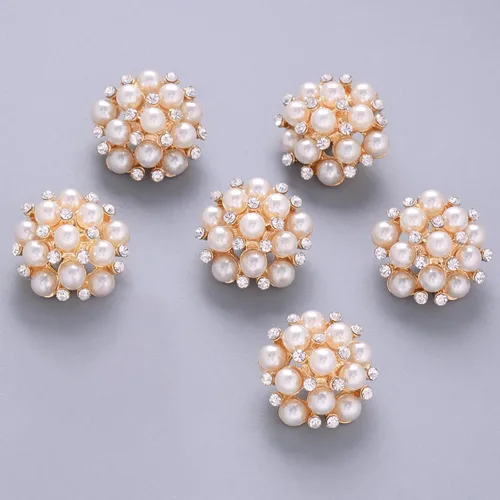 Vista 2 de Jerler 10 piezas de botones de diamantes de imitación de perlas adornos de cristal coser en botones de ropa