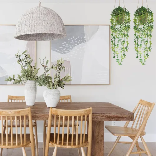 Vista 6 de Nisoger Plantas colgantes artificiales pequeñas plantas falsas en maceta, plantas de imitación para interiores y exteriores, estética, oficina, sala