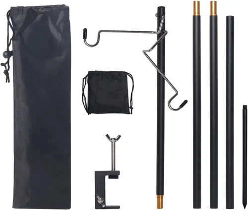 Vista 8 de Hikeman Soporte plegable para farol, soporte de lámpara portátil, soporte de luz plegable para camping, pesca, picnic, barbacoa, actividades al aire