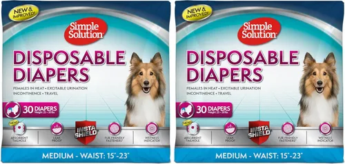 Vista 12 de Simple Solution Pañales desechables para perras, pañal a prueba de fugas para perros, entrenamiento para ir al baño, entrenamiento XS