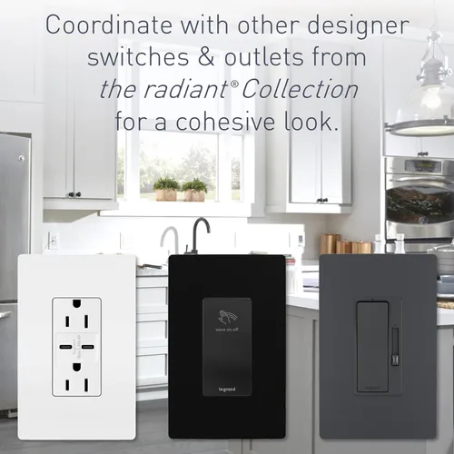 Vista 6 de Legrand Radiant - Cargador inalámbrico Qi de 15 amperios y salida USB tipo A, color blanco, 1 paquete Pass & Seymour 3.1A USB Outlet, Integrated