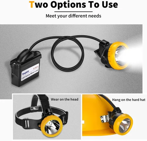 Vista 3 de Luz LED recargable para casco de minería – A prueba de explosiones impermeable subterránea lámpara de seguridad subterránea, faro brillante