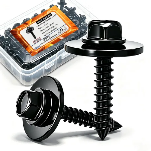 Vista 13 de Taiss 30 tornillos M4.2-0.056x0.787 in para protección contra salpicaduras compatibles con múltiples modelos bajo las marcas Ford y Chevrolet