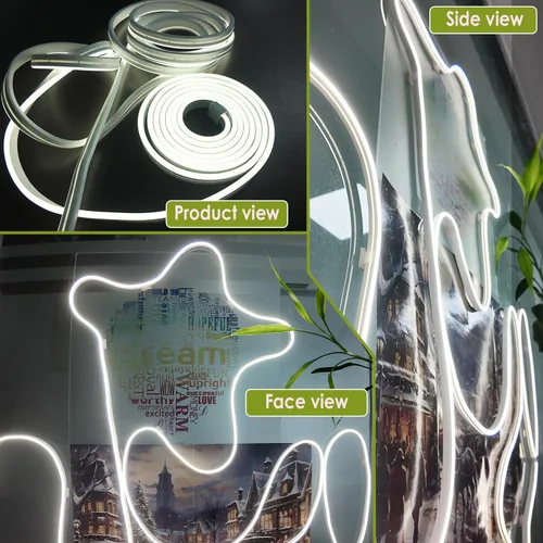 Vista 2 de Tira LED de silicona de 16 pies, color blanco, sin manchas debajo del gabinete 5M/16ft silicone strip, no light spots Plug-in step dimming. Blanco