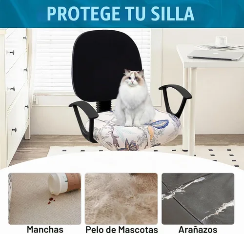 Vista 8 de Smiry Fundas de asiento impresas para silla de computadora de oficina, ajuste elástico, universal para silla giratoria de escritorio, lavables, Beige