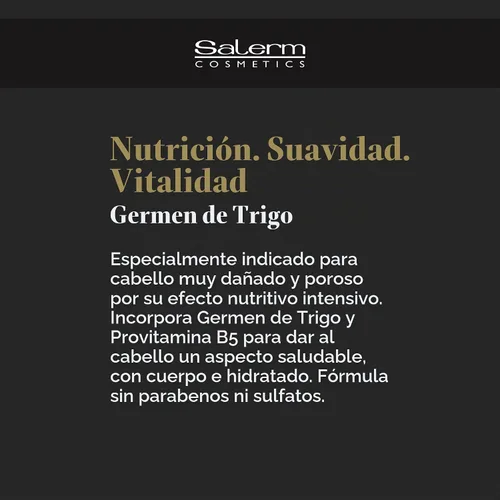 Vista 5 de SALERM - Mascarilla nutritiva para el cabello - 6.74 Oz - con germen de trigo - para cabello seco y dañado - Hidratación profunda del cabello