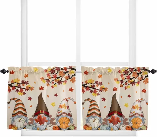 Vista 51 de Cenefas de Navidad de invierno para ventanas, cortinas de cocina con bolsillo para barra, cortinas con aislamiento térmico para ventana de baño