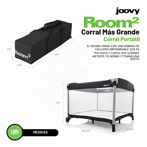 Vista 7 de Corral portátil JOOVY New Room2, carbón, Negro