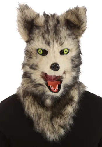 Vista 3 de Máscara de lobo con movimiento de boca para adultos Multicolor