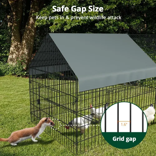 Vista 6 de PawGiant Gallinero Corral para Pollos para Patio con Cubierta 130"×40"×40" Tractor de Pollos Portátil de Metal Exterior Jaula Recinto Caja Afuera