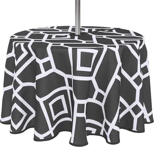 Vista 23 de LUSHVIDA Mantel cuadrado para exteriores con agujero para sombrilla y cremallera, 54 x 54 pulgadas, color negro, lavable, impermeable, a prueba