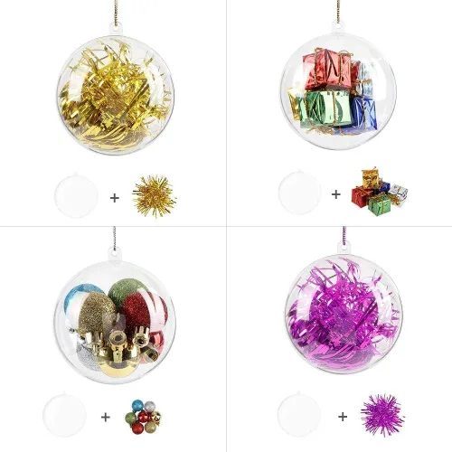 Vista 2 de AGM - 20 bolas de adornos rellenables de plástico transparente de 1.97 pulgadas, bolas de adornos colgantes para árbol de Navidad, manualidades