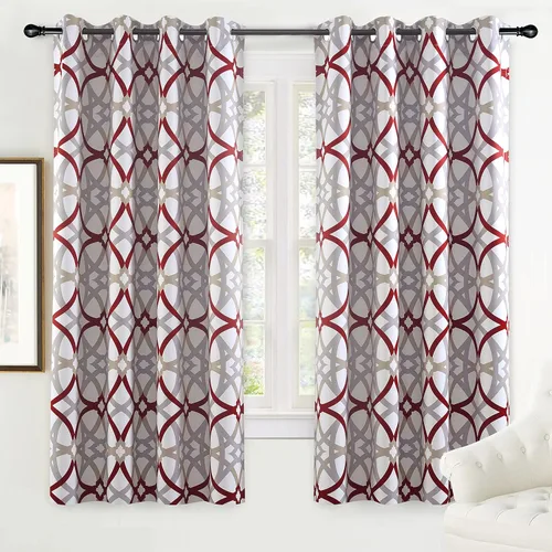 Vista 25 de Cortinas DriftAway Alexander de oscurecimiento para sala de estar, mezcla de lino con patrón, térmicas, oscurecedoras, geométricas, estilo marroquí
