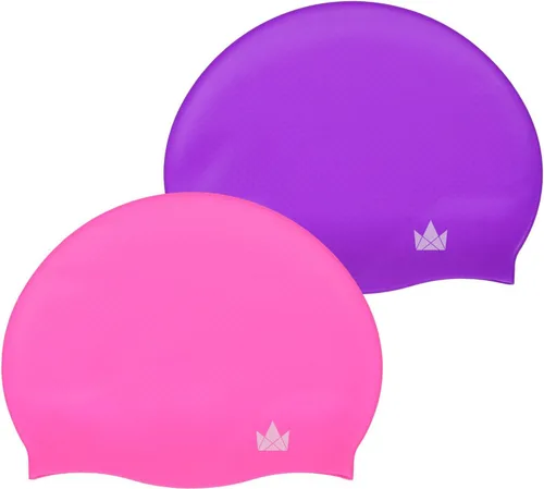 Vista 9 de The Friendly Swede Gorros de natación para mujeres y hombres, espacio extra Azul + Negro