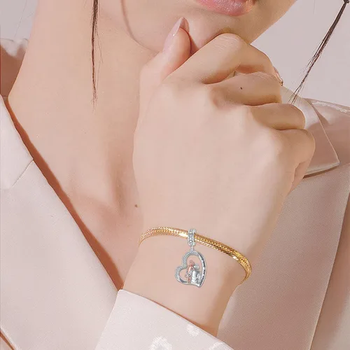 Vista 228 de PROESS Dije para padre, madre e hija, pulsera de plata de ley para pulseras, regalos de cumpleaños, día de San Valentín, para hija, madre, amante