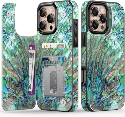 Vista 310 de LETO para iPhone 15 Pro Funda tipo cartera - Tapa tipo folio con patada - Diseños de moda - Tarjetero - Funda protectora para mujeres y niñas - 6.1