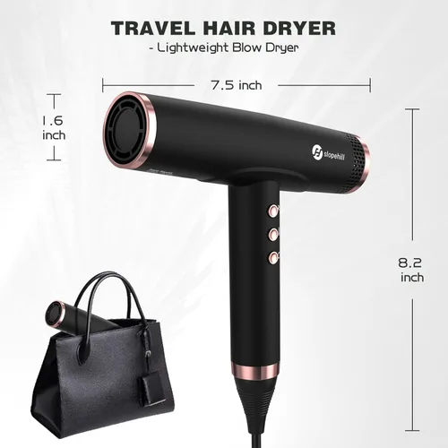 Vista 6 de slopehill Secador de Cabello Iónico Profesional con Difusor - Ligero, Compacto, Potente y Rápido Secador de Salón con Motor sin Escobillas de Alta