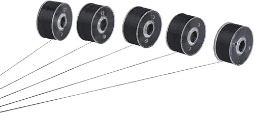 Vista 2 de Simthread 144 hilos de bobinas preenrolladas para bordar, clase 15, tipo A, tamaño SA156, poliéster negro de 60 pesos, compatible con Bernina Pfaff