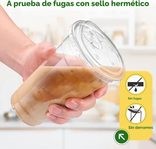 Vista 5 de Glotoch Express - Vasos de plástico con tapas para sorber sin pajilla, 24 onzas, 100