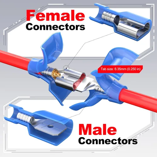 Vista 3 de El conector femenino amarillo 12-10 AWG/Gauge desconecta los terminales