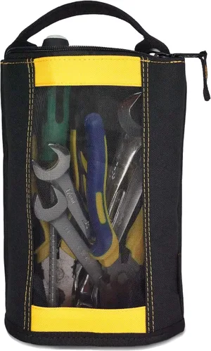 Vista 9 de Bolsa de herramientas de lona con cremallera MELOTOUGH, bolsa de herramientas con cierre, bolsa de malla resistente con ventana, ojales para colgar