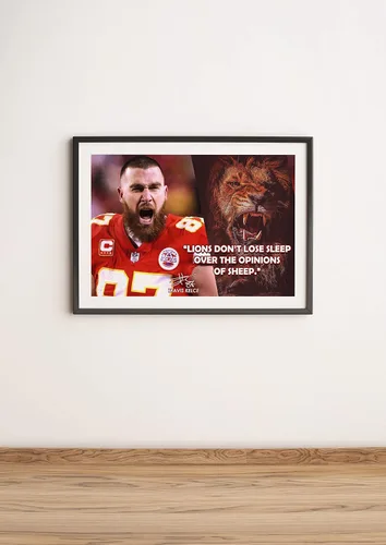 Vista 5 de Póster de Travis Kelce con cita motivacional, carteles inspiradores de fútbol para decoración deportiva, coaching, arte de pared, mentalidad