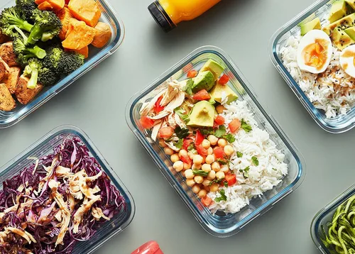 Vista 6 de [Paquete de 10] Contenedores de vidrio para preparación de comidas con tapas, recipientes de almacenamiento de alimentos MCIRCO con tapas de cierre