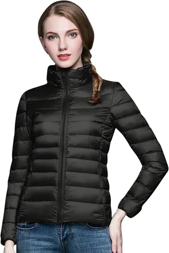 Vista 5 de Chaqueta acolchada plegable para mujer, chaquetas cortas ligeras de plumón, a la moda, de ajuste delgado, con burbujas, chaquetas acolchadas