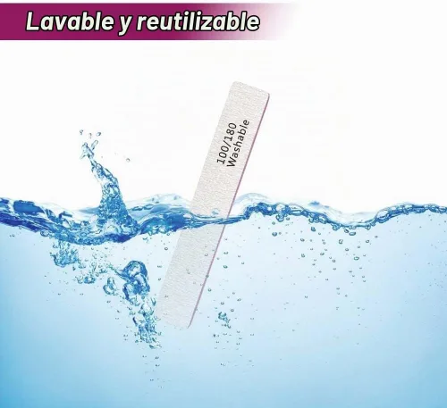 Vista 9 de Paquete de 24 limas de uñas, grano 100/180 de doble cara, profesional, reutilizable, lavable, lima de uñas, herramientas de manicura para uñas