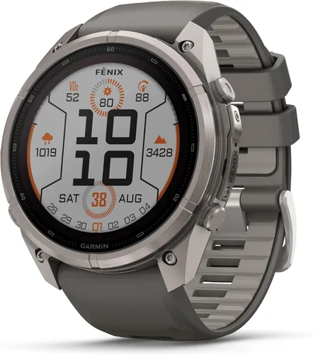 Vista 13 de Garmin fēnix® 9 Pro, titanio, 1.850 in, naranja otoño/naranja chispa